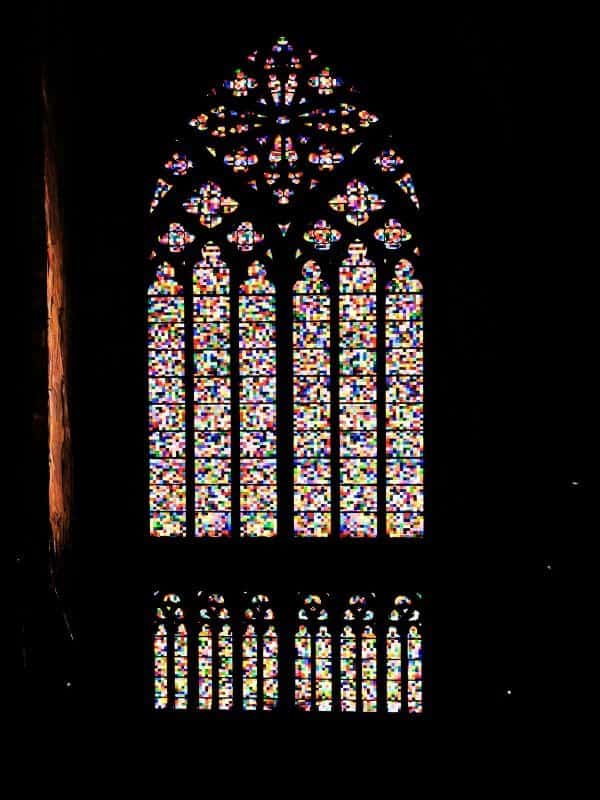 11-Cologne Cathedral - Richter Window 2 Cologne Cathedral, Richter Window: Abstract stained glass window by Gerhard Richter in the south transept of Cologne Cathedral with colorful squares. - angiestravelroutes.com