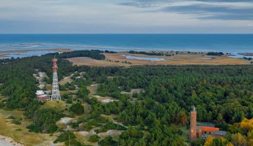 Vorpommersche Boddenlandschaft, Darßer Ort - Blick auf den Bodden und die Ostsee