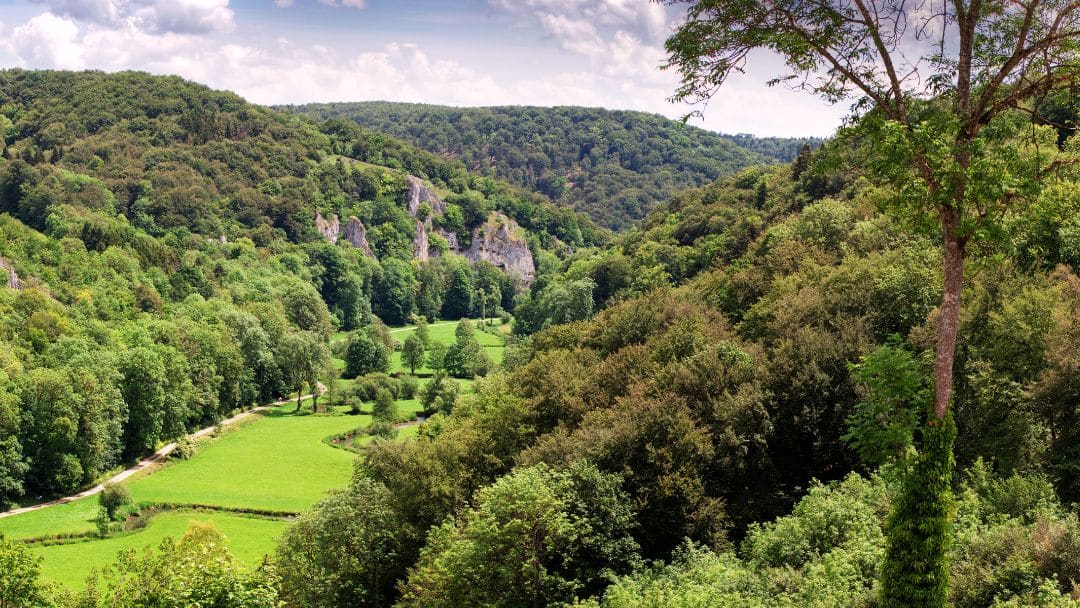 Großes Lautertal, Schwäbische Alb, Baden-Württemberg - Panoramablick