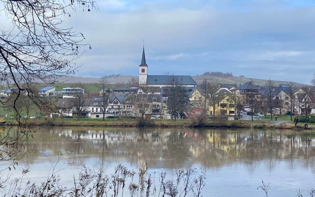 View of the small village of Piesport with the church of St. Michael - angiestravelroutes.com