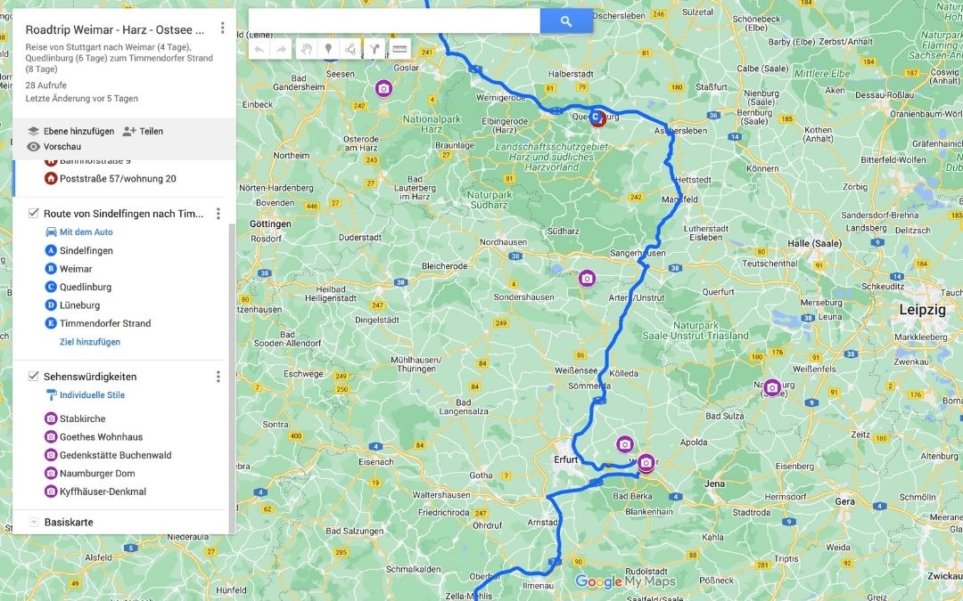 Route planen mit Google My Maps - angiestravelroutes.com
