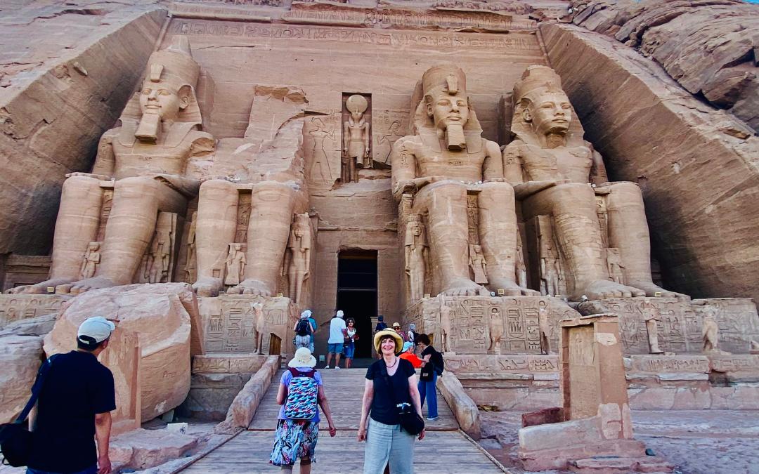 Abu Simbel - Great Temple of Ramses II - Entrance area with 4 statues of Ramses II - angiestravelroutes.com