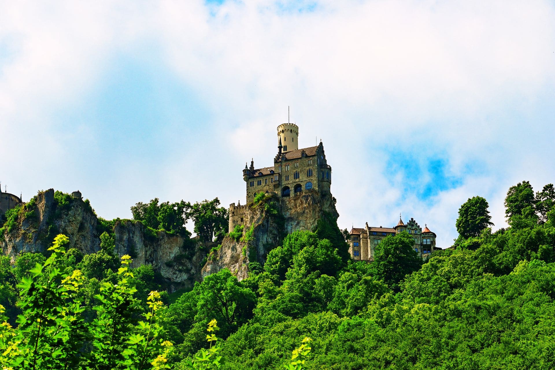 BB - Lichtenstein Castle , Swabian Alb - View from bottom to top photographed from Honau - angiestravelroutes.com