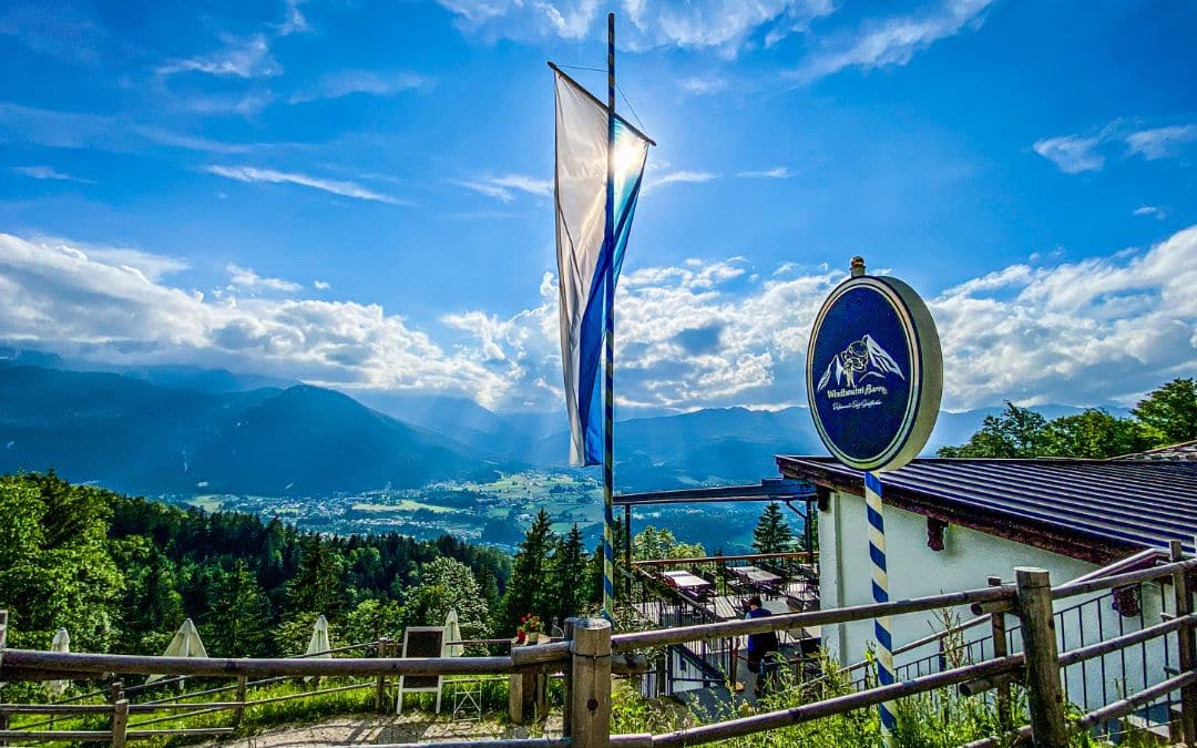 Café Windbeutelbaron, Berchtesgaden - View from the residential street to the viewing terrace and panoramic view - angiestravelroutes.com