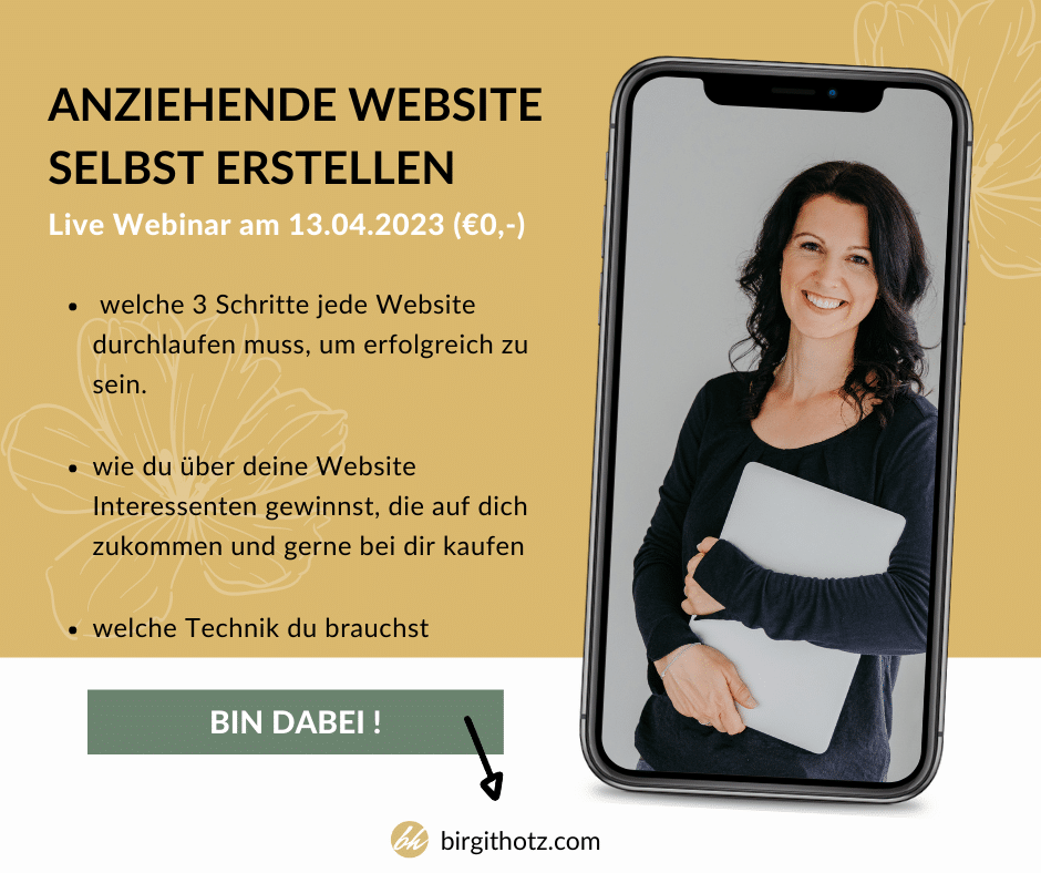 Birgit Hotz - Webinar Mockup - Anziehende Website selbst erstellen