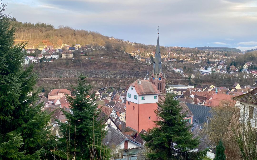 Calw - View of the old town and the northern Black Forest from Schillerstrasse - angiestravelroutes.com