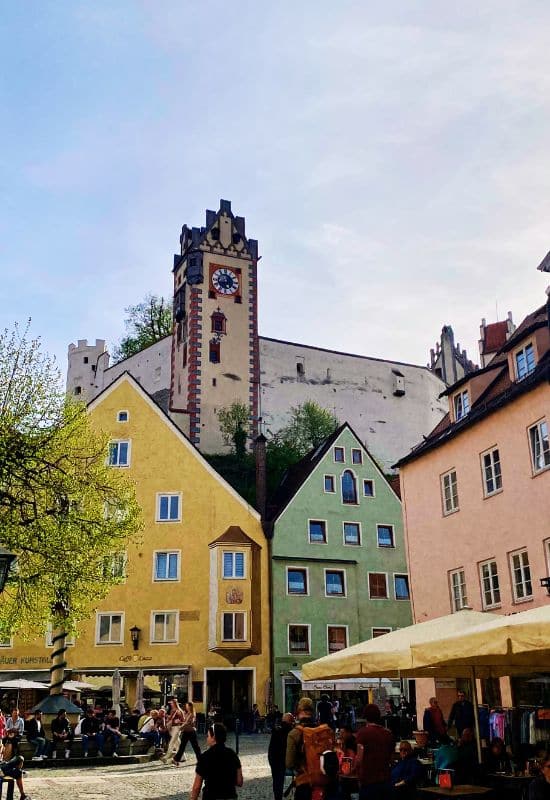 Füssen - the High Castle above the colorful houses of the old town