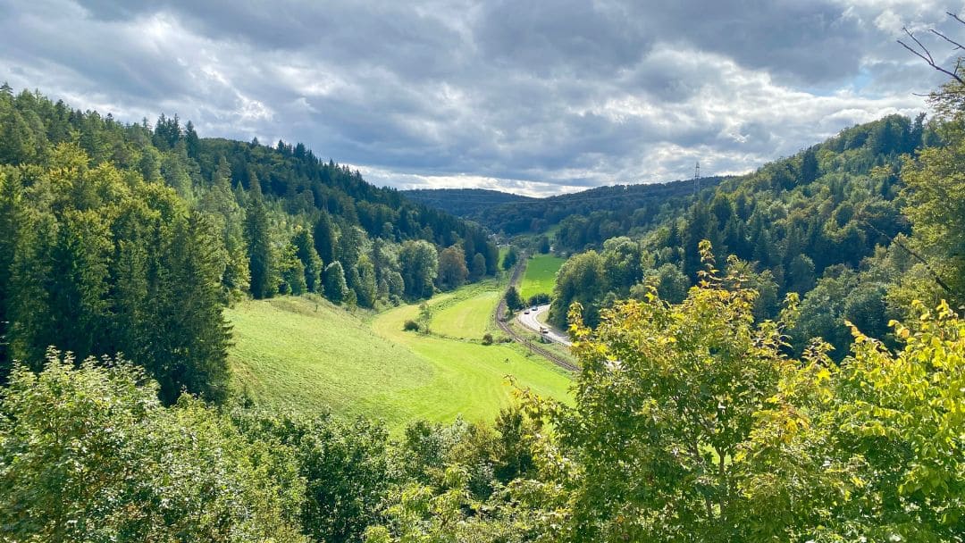 Grafeneck Castle - View of the hilly Alb landscape from the terrace - angiestravelroutes.com
