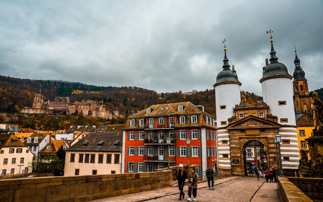 Heidelberg's Old Bridge, in the background the castle ruins - angiestravelroutes.com