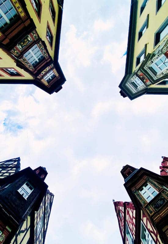 The "Four Towers" in Koblenz's Old Town—a complex of four houses with richly decorated bay windows
