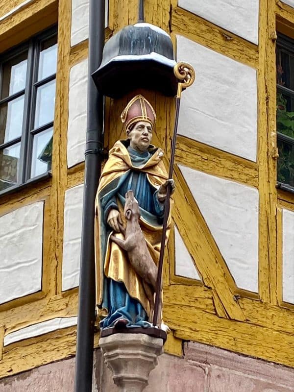 St. Egidius house statue at Weißgerbergasse 26, Nuremberg - angiestravelroutes.com