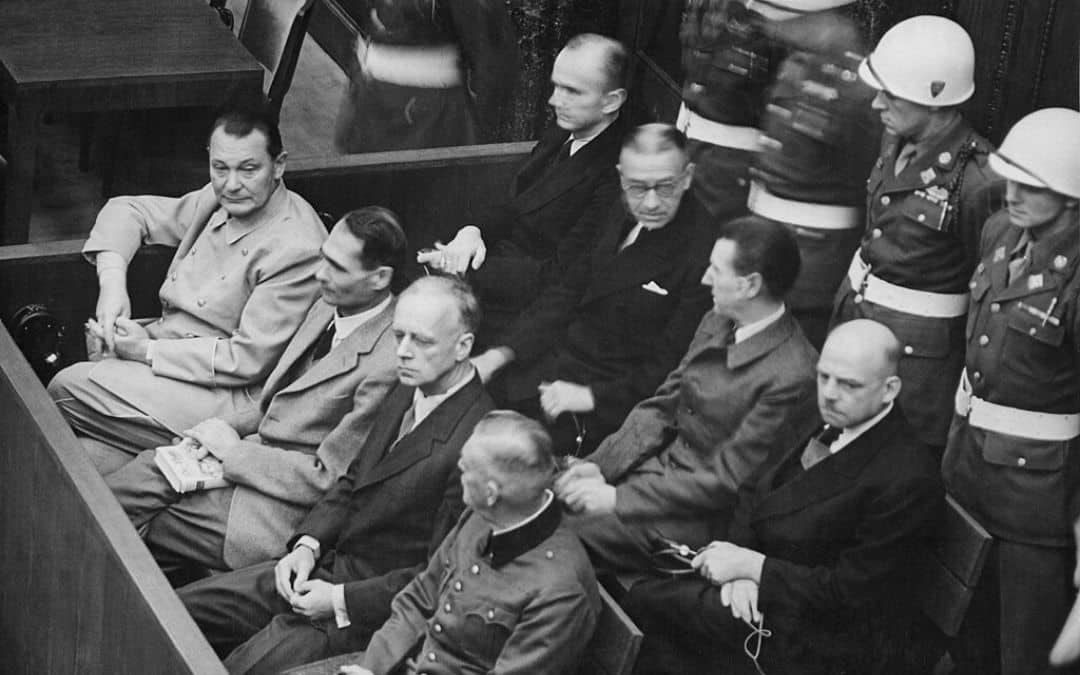 Nuremberg Trials dock - edited original recording from 1945-1946