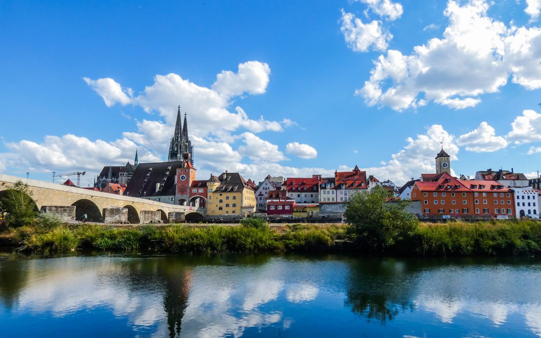 Regensburg - Old town view from the Danube bank in Stadtamhof - angiestravelroutes.com