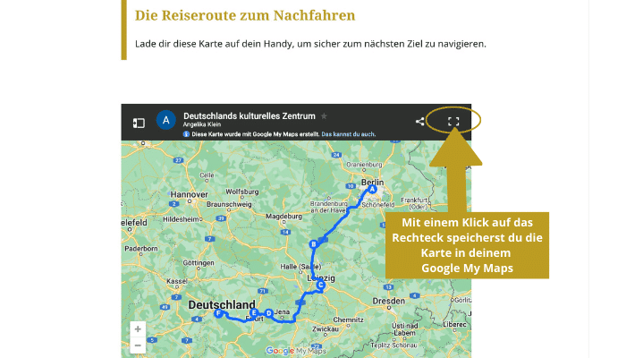 Roadtrip planen Google Maps - fremde Karte speichern - angiestravelroutes.com