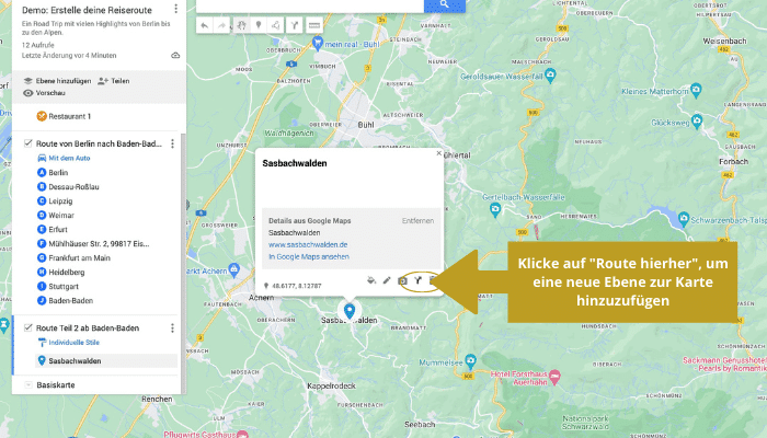 Roadtrip planen Google Maps - Schritt 8 - angiestravelroutes.com