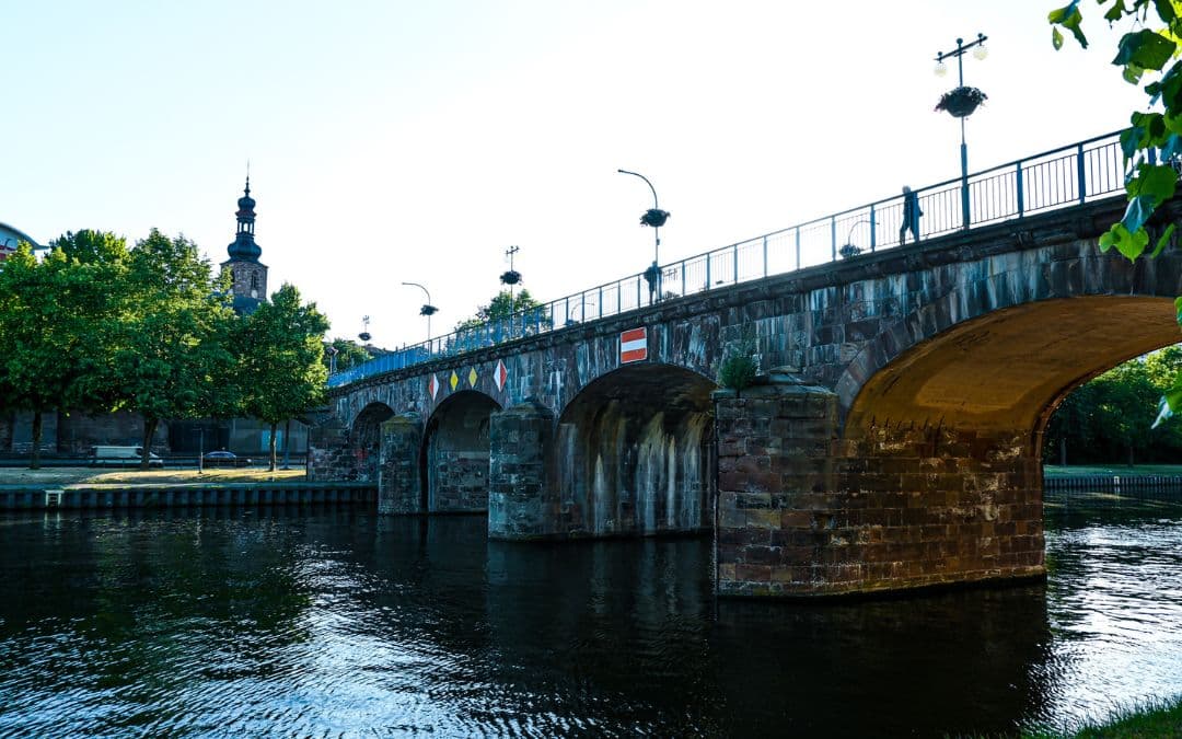 The Old Bridge in Saarbrücken, with its sandstone arches spanning the Saar River