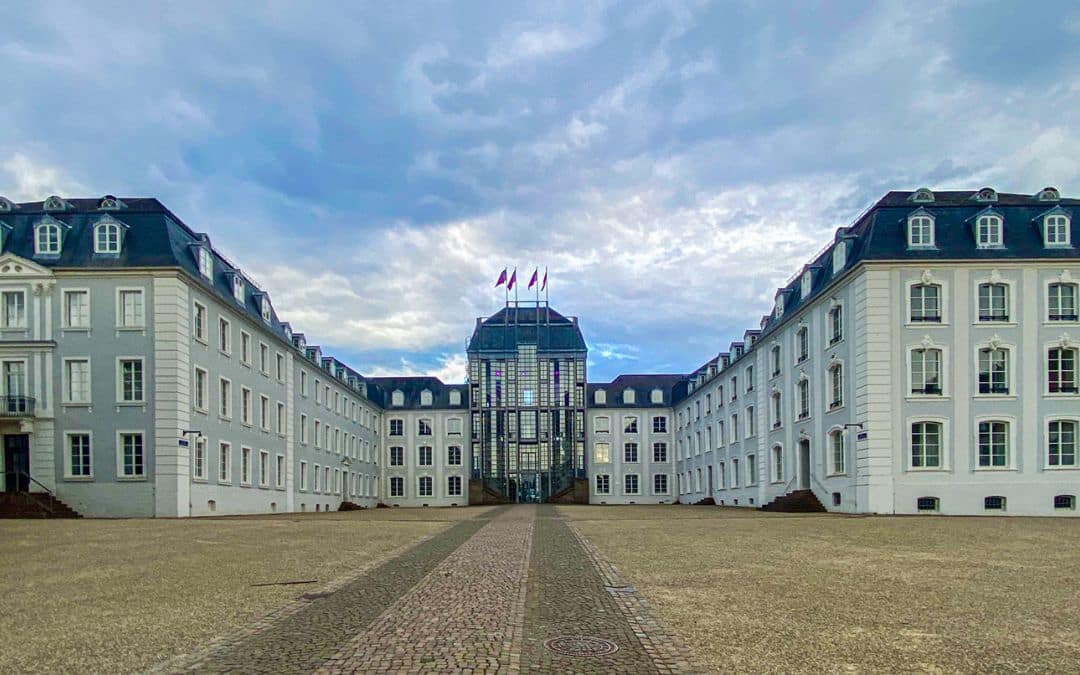Saarbrücken Castle, with the Square of the Invisible Memorial in the inner courtyard