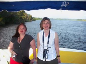 with Paula on a boat trip on the Zambezi - 2008 - angiestravelroutes.com