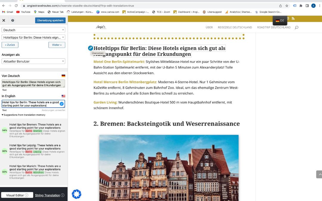 Bildschirmaufnahme TranslatePress - angiestravelroutes.com