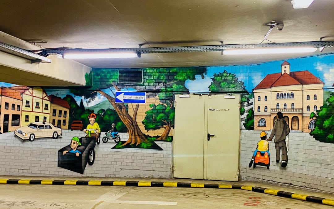 Sindelfingen - Underground parking under the market place - mural - angiestravelroutes.com