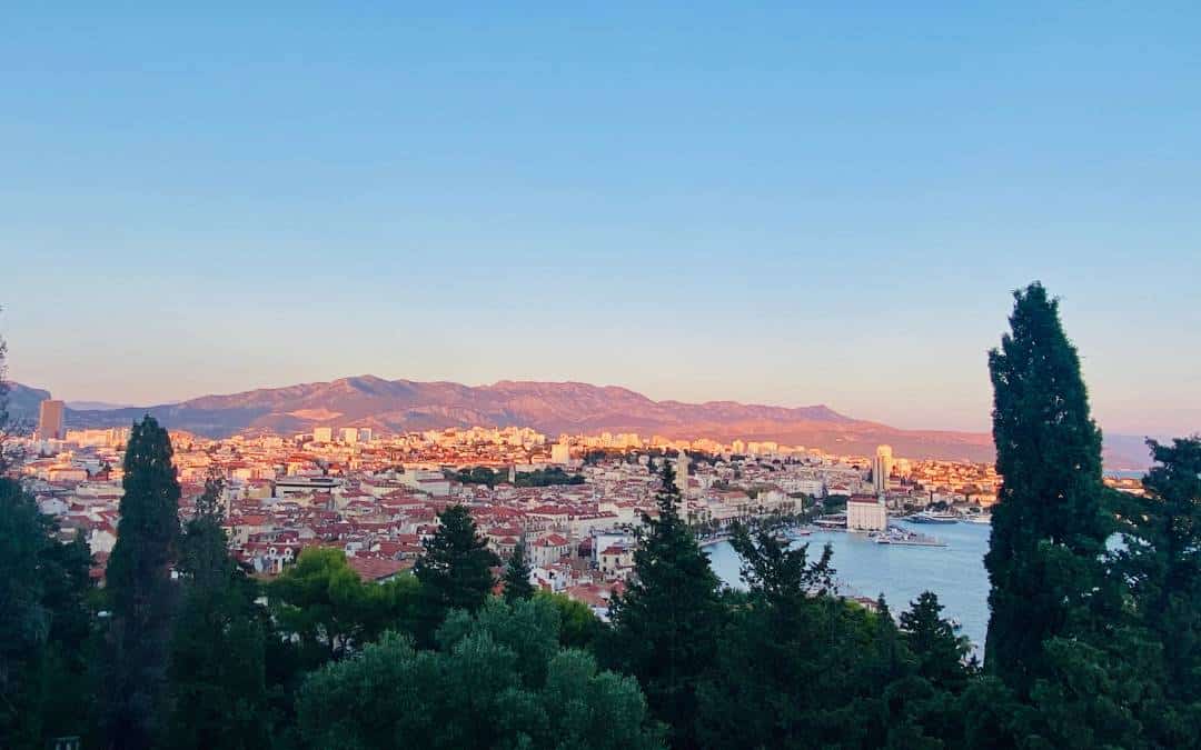 Split - View from Marjan Hill at sunset - angiestravelroutes.com