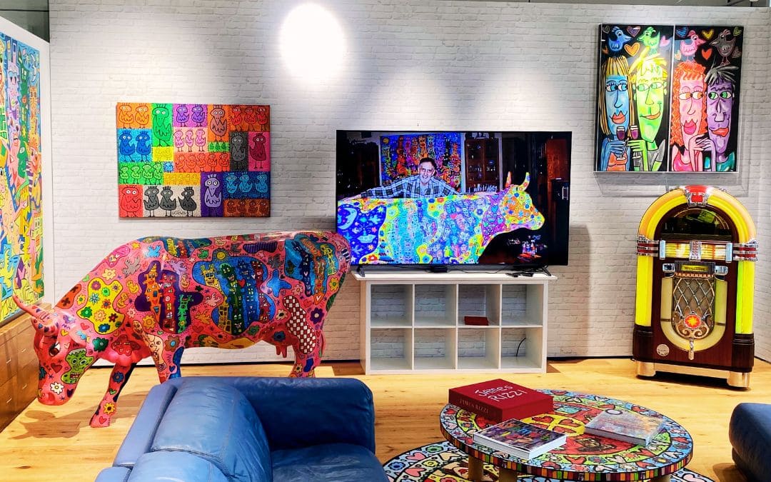 Neues Kunstmuseum Tübingen - Section of the replica of James Rizzi's studio (with painted cow)