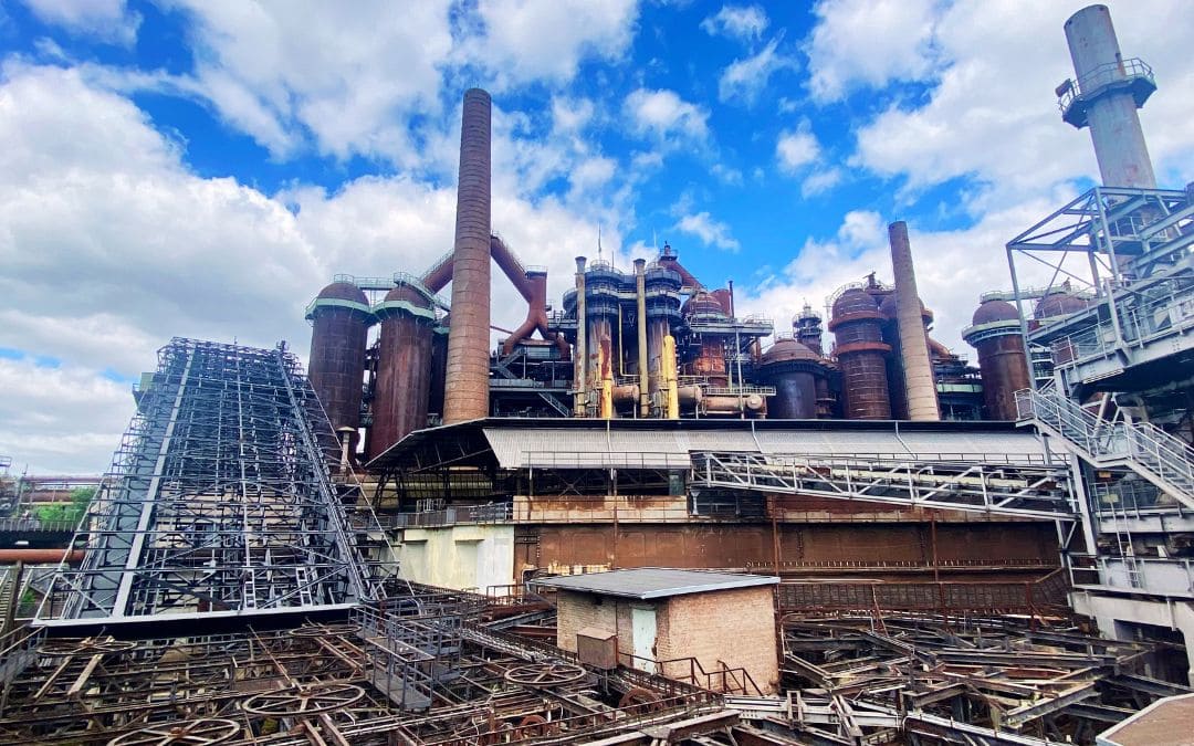 View of the Völklingen Steelworks from a bridge on the steelworks grounds