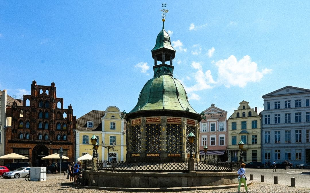 Wismar - Water art on the market square - angiestravelroutes.com